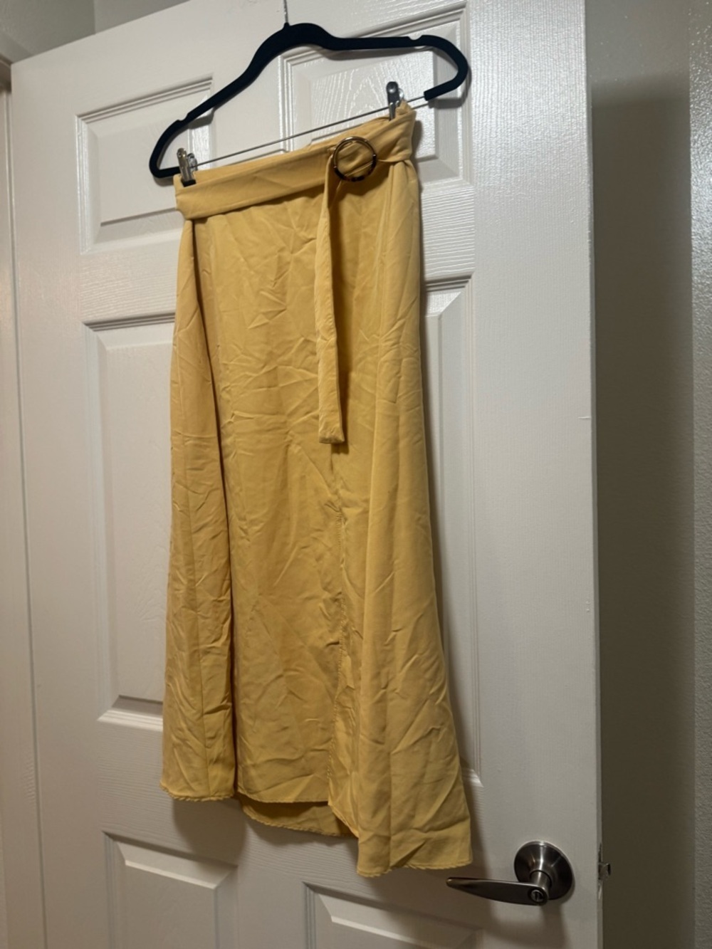 Mango Yellow A-Line Belted Midi Skirt - Picture 2 of 12